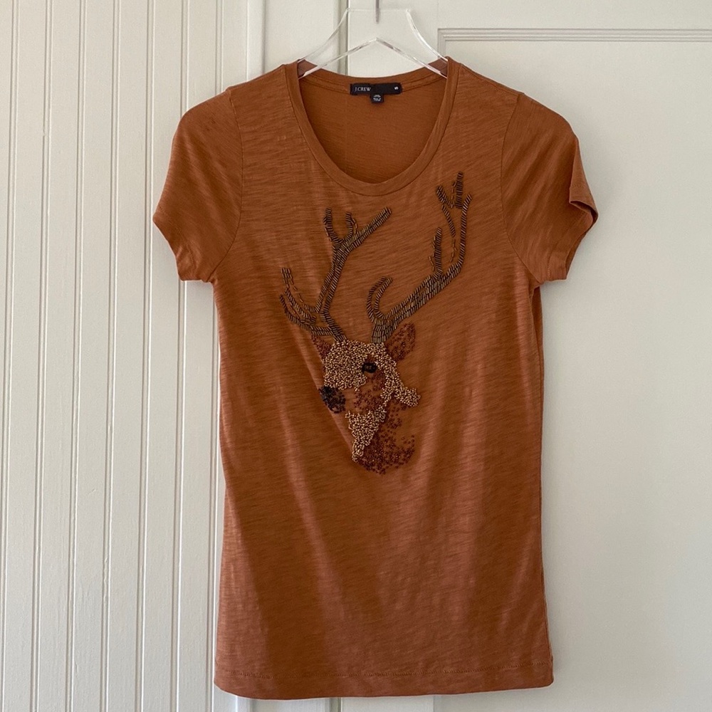 J. Crew Graphic Embellished Reindeer T-Shirt